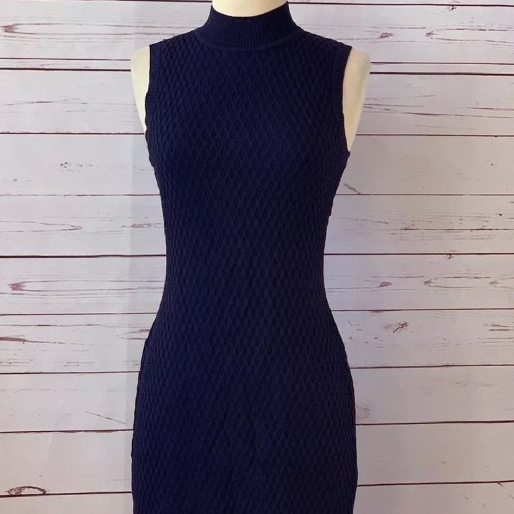 Adelyn Rae Navy Blue Bodycon Textured Dress